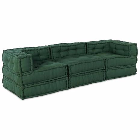 vidaXL Modulaarinen sohvyksikkö 3 pcs Vihreä Kangas