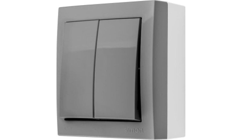 Simon Aquaclick kytkin Led-valolla, 10 Axe, 250 V, harmaa