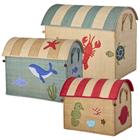 Rice - Raffia Toy Baskets with Ocean Theme - Set of 3, Lastenhuoneen sisustus