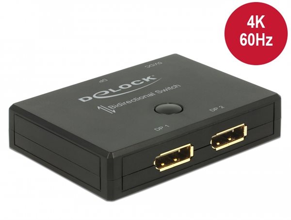 Delock DisplayPort 2 - 1 Switch bidirectional 4K 60 Hz