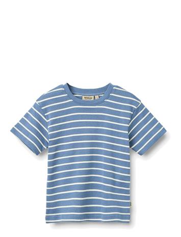 Wheat T-Shirt S/S Fabian - Blue - 152