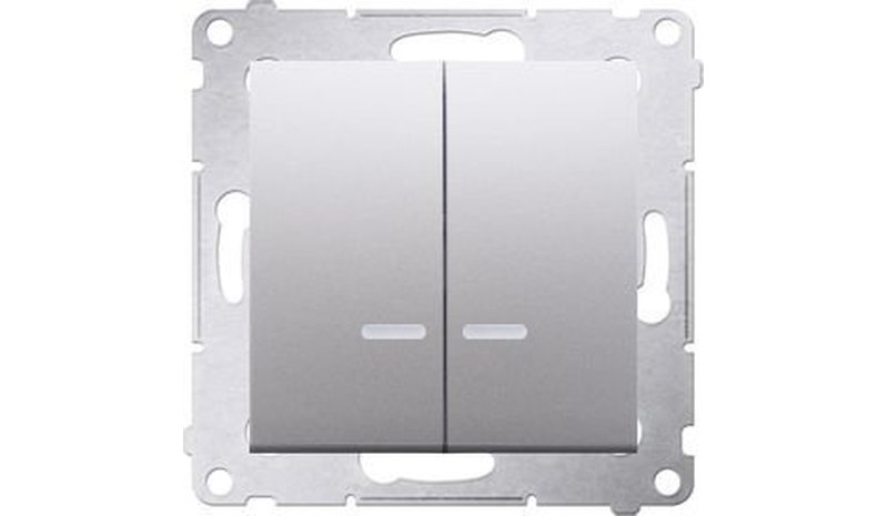 Kytkin Led-valolla Simon 54, hopea matta, Ip44