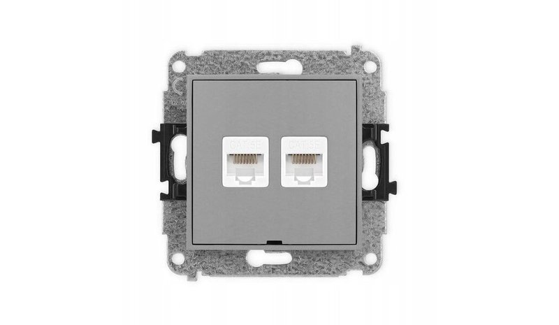 Icon Double Rj45 tietokoneliitäntä, mattaharmaa