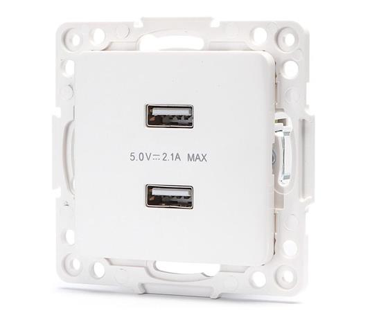 Aigostar - kehyksetön USB-virtapistorasia 2x USB-A valkoinen
