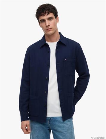 Tommy Hilfiger Overshrt Co Lyocell Structur - Navy - XXL