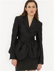 ROTATE Jacquard Draped Blazer - Black - 40