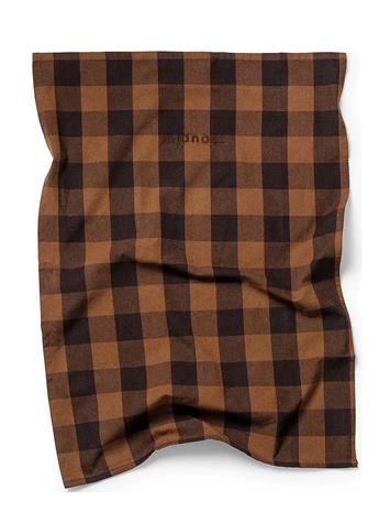 Midnatt Tea Towel Checked Brown - Brown - 50X70