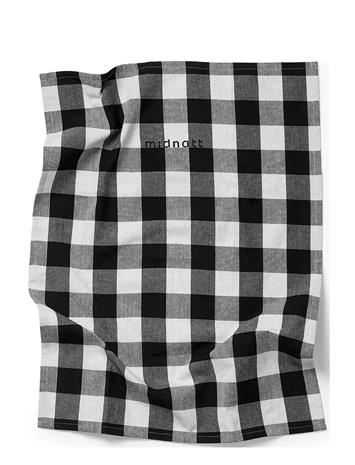 Midnatt Tea Towel Checked B/W - Black - 50X70