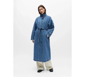 Object Objtrinna L/S Denim Trenchcoat Noos - Blue - 44