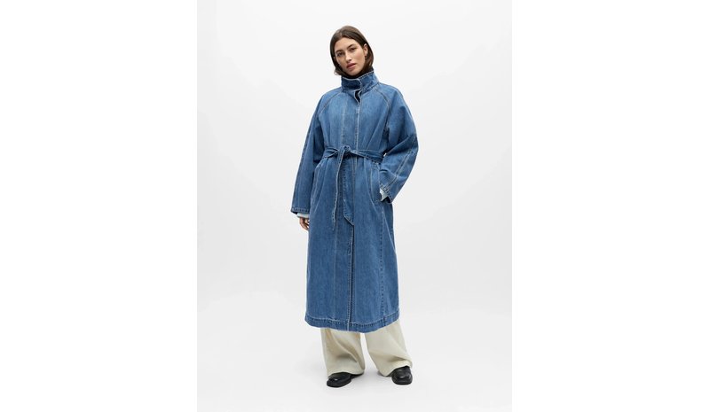 Object Objtrinna L/S Denim Trenchcoat Noos - Blue - 44
