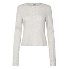 Weekday Waffled Henley Long Sleeve Top - Grey - XL