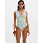 Malina Alvina Open Back Plunge Swimsuit - Green - XL