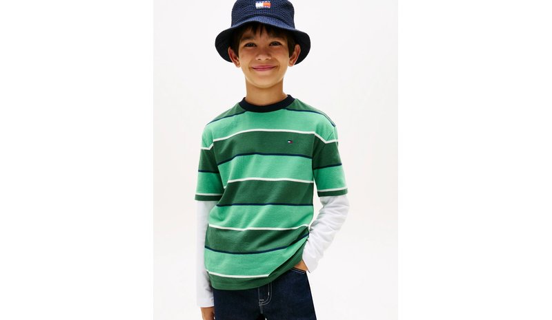 Tommy Hilfiger Rugby Stripe T-Shirt Ss - Green - 176