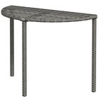 Outsunny Parvekepöytä Puutarha Sivupöytä Puutarhakalusteet Puolipyöreä Polyrattan Metalli Harmaa 100 x 50 x 74 cm