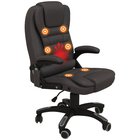 Toimistotuoli hierontatoiminnolla Ergonominen johtajan tuoli lämmitystoiminnolla, lepotuolitoiminto, keinutoiminto, korkeussäädettävä 360° kääntyvä työpöydän tuoli, keinonahka, Ruskea