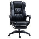 Säädettävä pyörivä tuoli jalkatuella, niskatuella ja hierontatoiminnolla, keinonahka, 68,5x68,5x113-121cm, musta