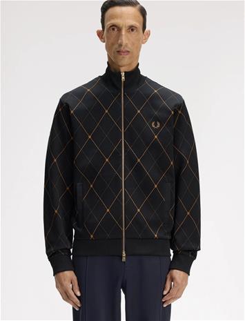 Fred Perry Argyle Track Jacket - Black - XXL