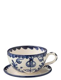 J-Line Cup+Plate Granada Cer Wh/Blu - Blue - Ø 13 CM
