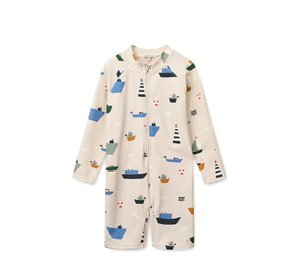 Liewood Max Printed Ls Swim Jumpsuit - Cream - 116