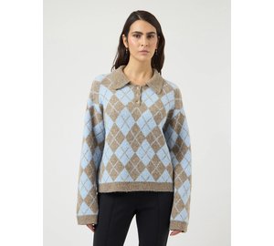 YAS Yaschelli Ls Polo Knit Pullover - D2D - Brown - XL