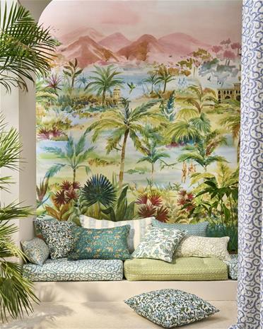 Kerala Mural Teal - W0239/01 Tapetti