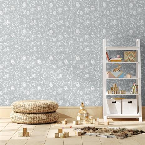 Vintage Light Grey owls - 1027401-04 Tapetti – kuva 2/6