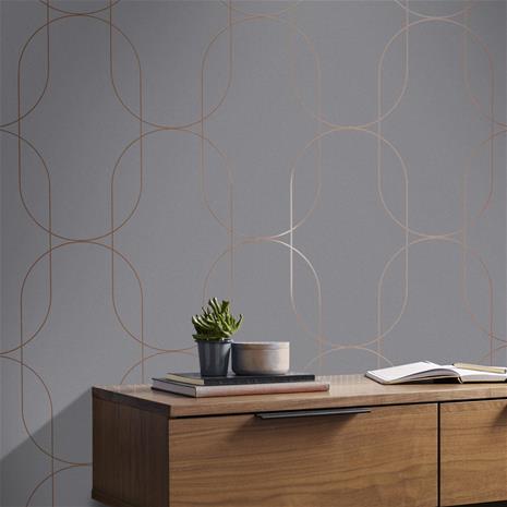 Palais Grey & Rose Gold - 112191 Tapetti