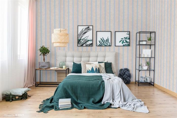 Beige & Blue Stripe - DE41449 Tapetti