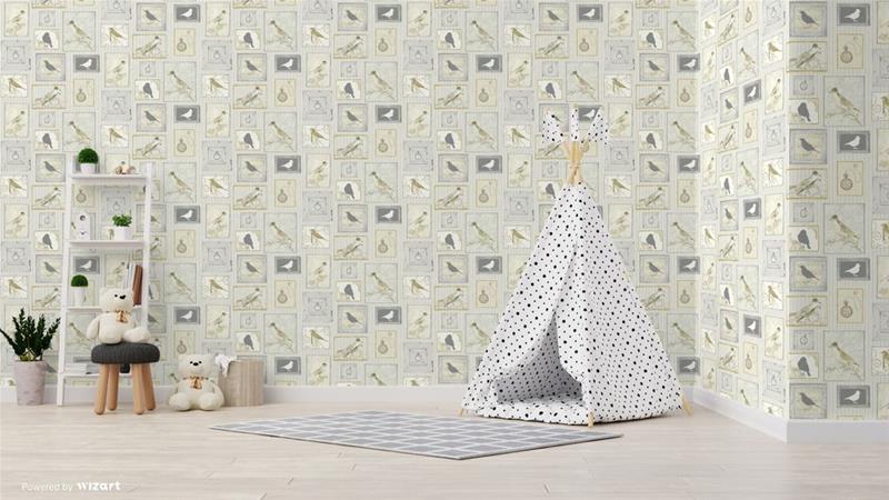 Grey Framed Birds - FI2501 Tapetti