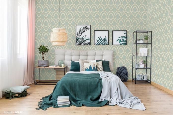 Teal Sahara Damask - SK10015 Tapetti – kuva 3/3