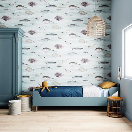 Fish Wallpaper - Blue Green - FISHBG Tapetti