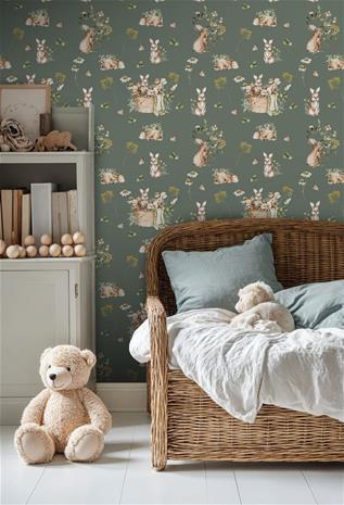 Bunny bath Forrest Green - 1028201-07 Tapetti