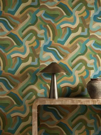 Spiralis Ochre/turquoise/forest - HFUP113364 Tapetti