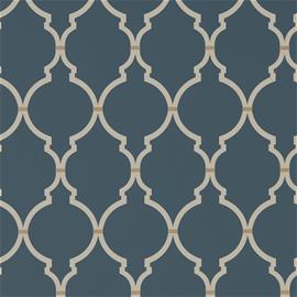 Empire Trellis Indigo/Linen - 216338 Tapetti