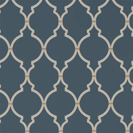 Empire Trellis Indigo/Linen - 216338 Tapetti