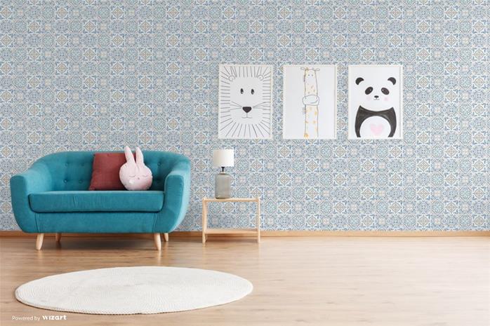 Blue Mozaic Tiles - SK10010 Tapetti