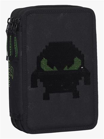 Beckmann Norway Three Section Pencil Case With Content, Pixel - Black - ONE SIZE