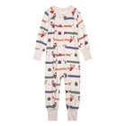 Geggamoja Bamboo Two Way Zip Pyjamas Santa Dogs - Cream - 74/80