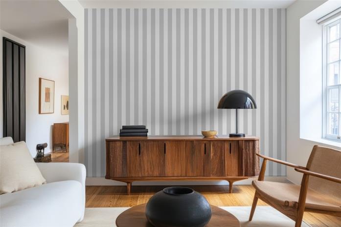 Striped Linen Light Grey - 1031601-04 Tapetti