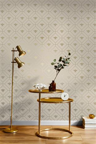 Honeycomb Bee Taupe - 13082 Tapetti