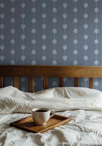 Hearts on a string Blue - 1034601-01 Tapetti