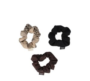 Solida Scrunchie beige, braun, schwarz 7 cm Hiuslenkki 1 kpl