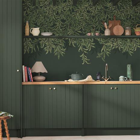 Willow Bough Deep Green Fixed Size Mural - 125391 Tapetti