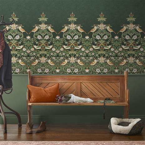 Strawberry Thief Green Fixed Size Mural - 125310 Tapetti