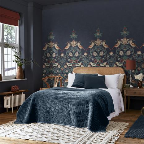 Strawberry Thief Navy Fixed Size Mural - 125292 Tapetti