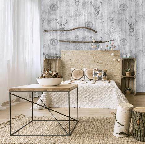 Stag Wood Panel Grey - 90090 Tapetti