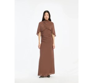 ROTATE Birger Christensen Maxi Cape Dress - Brown - 38