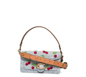 Coach Cherry Embroidered Denim Tabby Shoulder Bag 26 - Blue - ONE SIZE