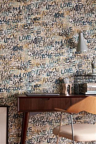 Love Scribble Polished Cement - CEP50121W Tapetti – kuva 3/3