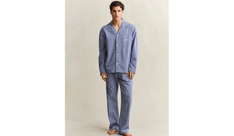 GANT Mini Gingham Poplin Pajama Set - Blue - S